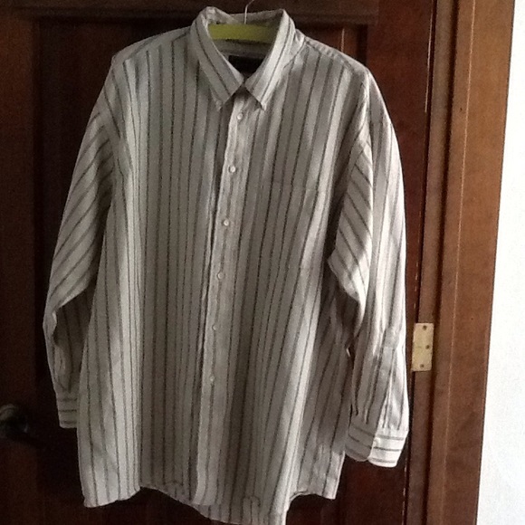 Arrow Oxford Blue Striped Shirt Sz 18/33 Big - Picture 4 of 7